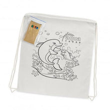 Load image into Gallery viewer, Cotton Colouring Drawstring Backpack